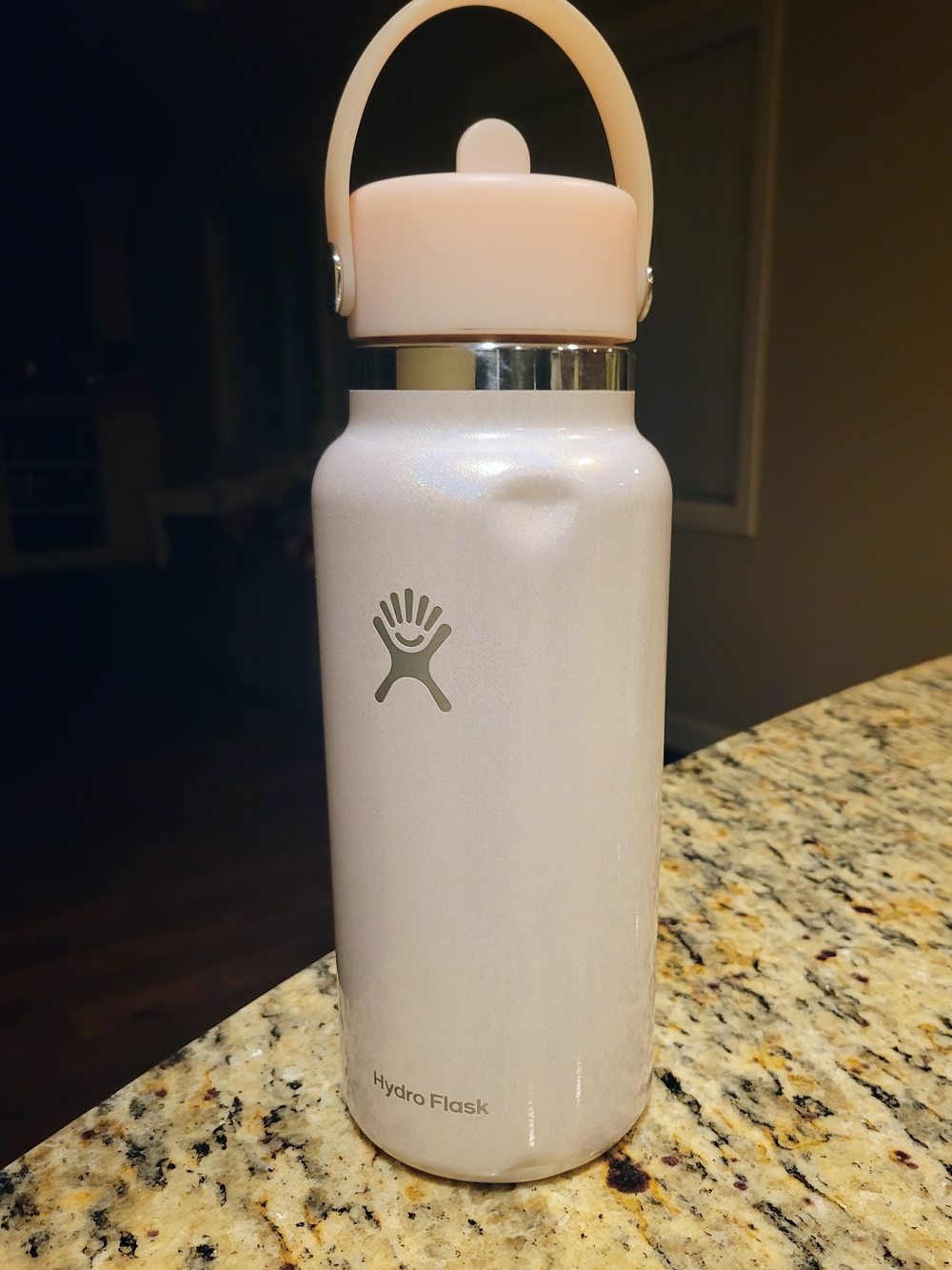 Hydro Flask Pearl Pink Wide Mouth Bottle with Loop Cap